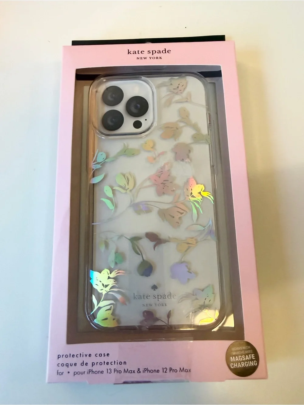 kate spade New York Iridescent Floral Clear iPhone 13 Pro Max Case MagSafe *NIB*